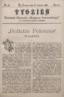 Tydzień : dodatek literacki „Kurjera Lwowskiego”. 1895, nr 16