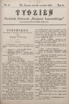 Tydzień : dodatek literacki „Kurjera Lwowskiego”. 1895, nr 37