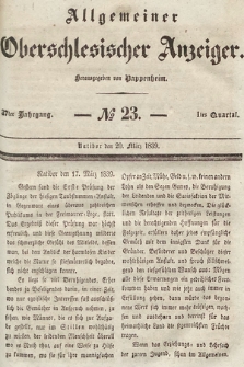Allgemeiner Oberschlesischer Anzeiger : Blätter zur Besprechung und Förderung provinzieller Interessen zur Belehrung und Unterhaltung. 1839, nr 23