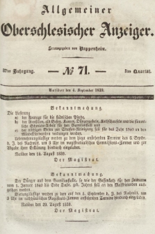Allgemeiner Oberschlesischer Anzeiger : Blätter zur Besprechung und Förderung provinzieller Interessen zur Belehrung und Unterhaltung. 1839, nr 71
