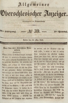 Allgemeiner Oberschlesischer Anzeiger : Blätter zur Besprechung und Förderung provinzieller Interessen zur Belehrung und Unterhaltung. 1840, nr 39