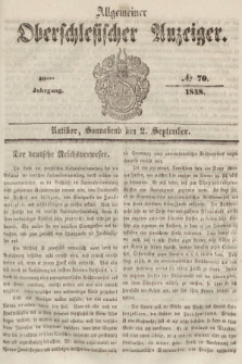 Allgemeiner Oberschlesischer Anzeiger : Blätter zur Besprechung und Förderung provinzieller Interessen zur Belehrung und Unterhaltung. 1848, nr 70