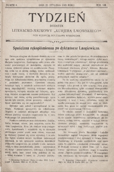 Tydzień : dodatek literacko-naukowy „Kurjera Lwowskiego”. 1905, nr 4