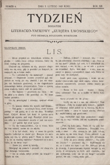 Tydzień : dodatek literacko-naukowy „Kurjera Lwowskiego”. 1905, nr 6