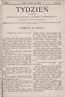 Tydzień : dodatek literacko-naukowy „Kurjera Lwowskiego”. 1905, nr 12
