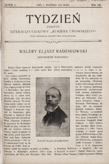 Tydzień : dodatek literacko-naukowy „Kurjera Lwowskiego”. 1905, nr 14