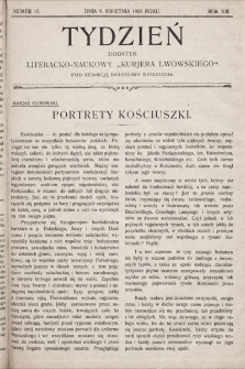 Tydzień : dodatek literacko-naukowy „Kurjera Lwowskiego”. 1905, nr 15