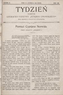 Tydzień : dodatek literacko-naukowy „Kurjera Lwowskiego”. 1905, nr 25