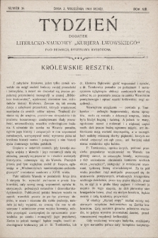 Tydzień : dodatek literacko-naukowy „Kurjera Lwowskiego”. 1905, nr 36