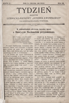 Tydzień : dodatek literacko-naukowy „Kurjera Lwowskiego”. 1905, nr 52
