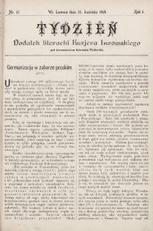 Tydzień : dodatek literacki „Kurjera Lwowskiego”. 1898, nr 17