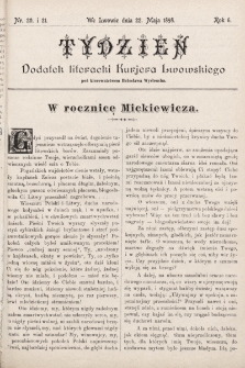 Tydzień : dodatek literacki „Kurjera Lwowskiego”. 1898, nr 20 i 21