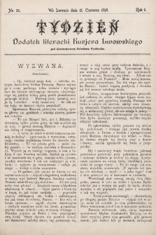 Tydzień : dodatek literacki „Kurjera Lwowskiego”. 1898, nr 24