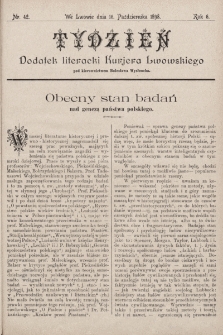 Tydzień : dodatek literacki „Kurjera Lwowskiego”. 1898, nr 42