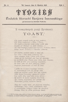 Tydzień : dodatek literacki „Kurjera Lwowskiego”. 1898, nr 51