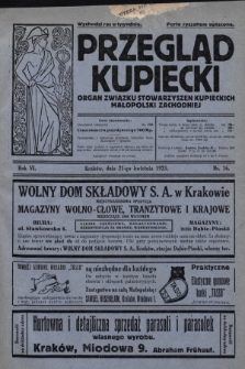 Przegląd Kupiecki : organ Związku Stowarzyszeń Kupieckich Małopolski Zachodniej. 1923, nr 16