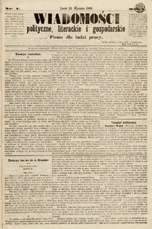 Wiadomości Polityczne, Literackie i Gospodarskie : pismo dla ludzi pracy. 1869, nr 4