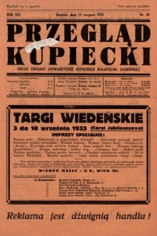 Przegląd Kupiecki : organ Związku Stowarzyszeń Kupieckich Małopolski Zachodniej. 1933, nr 28