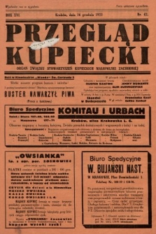 Przegląd Kupiecki : organ Związku Stowarzyszeń Kupieckich Małopolski Zachodniej. 1933, nr 42