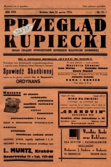 Przegląd Kupiecki : organ Związku Stowarzyszeń Kupieckich Małopolski Zachodniej. 1934, nr 11