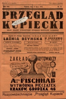 Przegląd Kupiecki : organ Związku Stowarzyszeń Kupieckich Małopolski Zachodniej. 1934, nr 25