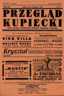 Przegląd Kupiecki : organ Związku Stowarzyszeń Kupieckich Małopolski Zachodniej. 1934, nr 38