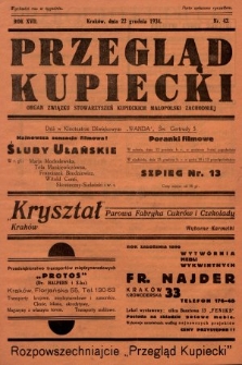 Przegląd Kupiecki : organ Związku Stowarzyszeń Kupieckich Małopolski Zachodniej. 1934, nr 43