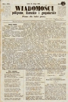 Wiadomości Polityczne, Literackie i Gospodarskie : pismo dla ludzi pracy. 1869, nr 16