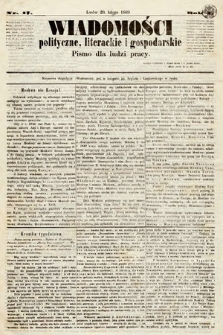 Wiadomości Polityczne, Literackie i Gospodarskie : pismo dla ludzi pracy. 1869, nr 17