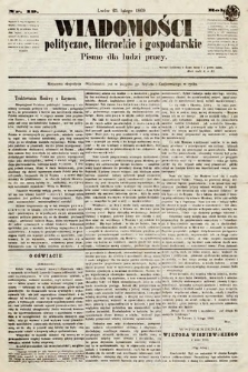 Wiadomości Polityczne, Literackie i Gospodarskie : pismo dla ludzi pracy. 1869, nr 19