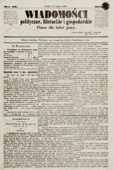 Wiadomości Polityczne, Literackie i Gospodarskie : pismo dla ludzi pracy. 1869, nr 25