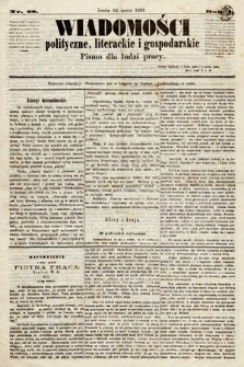 Wiadomości Polityczne, Literackie i Gospodarskie : pismo dla ludzi pracy. 1869, nr 28