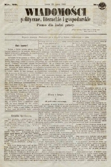 Wiadomości Polityczne, Literackie i Gospodarskie : pismo dla ludzi pracy. 1869, nr 29