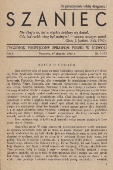 Szaniec : tygodnik poświęcony sprawom Polski w niewoli. R.2, nr 31-32 (15 sierpnia 1940)