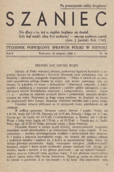Szaniec : tygodnik poświęcony sprawom Polski w niewoli. R.2, nr 34 (29 sierpnia 1940)