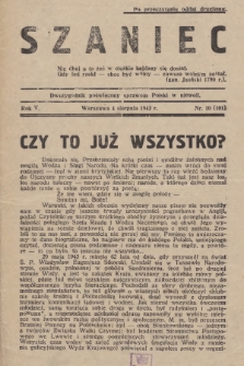 Szaniec : dwutygodnik poświęcony sprawom Polski w niewoli. R.5, nr 10 (4 sierpnia 1943) = nr 101