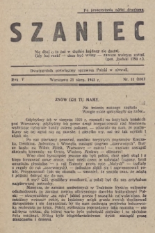 Szaniec : dwutygodnik poświęcony sprawom Polski w niewoli. R.5, nr 11 (21 sierpnia 1943) = nr 101