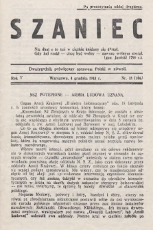 Szaniec : dwutygodnik poświęcony sprawom Polski w niewoli. R.5, nr 15 (4 grudnia 1943) = nr 106 [i.e.104]