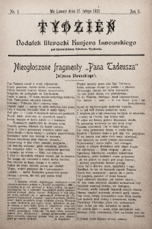 Tydzień : dodatek literacki „Kurjera Lwowskiego”. 1901, nr 7