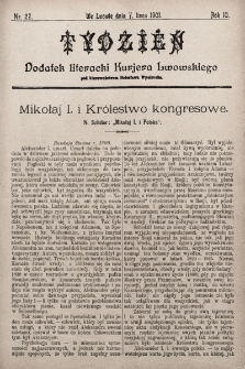 Tydzień : dodatek literacki „Kurjera Lwowskiego”. 1901, nr 27