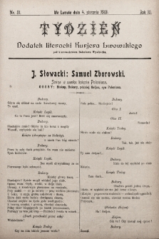 Tydzień : dodatek literacki „Kurjera Lwowskiego”. 1901, nr 31
