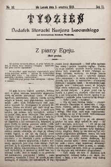 Tydzień : dodatek literacki „Kurjera Lwowskiego”. 1901, nr 36