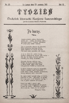 Tydzień : dodatek literacki „Kurjera Lwowskiego”. 1901, nr 39