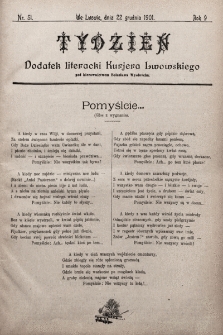 Tydzień : dodatek literacki „Kurjera Lwowskiego”. 1901, nr 51