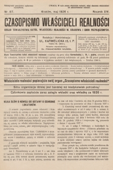 Czasopismo Właścicieli Realności. 1926, nr 87