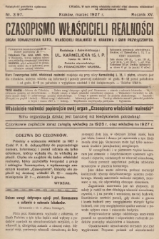 Czasopismo Właścicieli Realności. 1927, nr 3