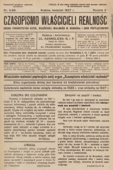 Czasopismo Właścicieli Realności. 1927, nr 4