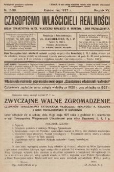 Czasopismo Właścicieli Realności. 1927, nr 5