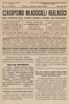 Czasopismo Właścicieli Realności. 1927, nr 6-7