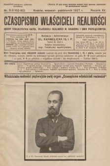 Czasopismo Właścicieli Realności. 1927, nr 8-9